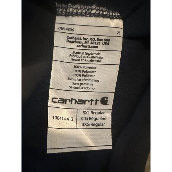 Carhartt Force 1/4 Zip Navy Blue Pullover Mens 3XL Tall Activewear Lightweight - Picture 4 of 6